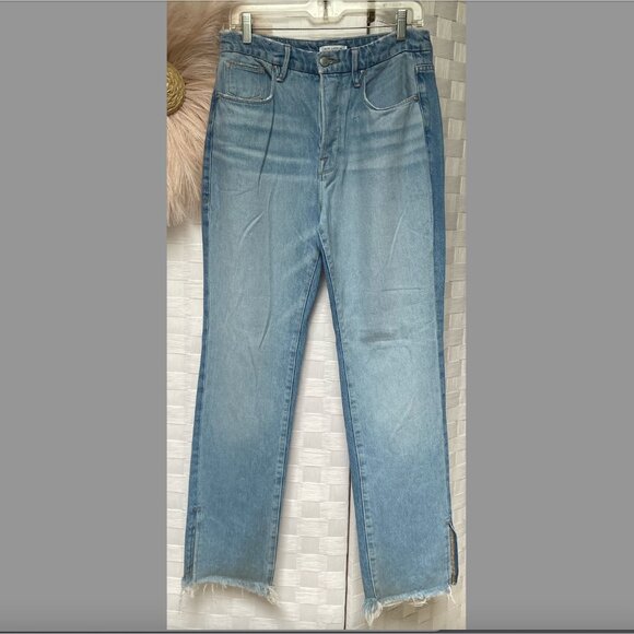 Good American Good Boy Fringe Blue Jeans Size 8 / 29Fabric: 62% Cotton, 38% Lyoc - Picture 1 of 10